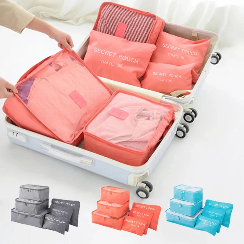 European Style 6-Piece Lightweight Travel Luggage Organizer Set