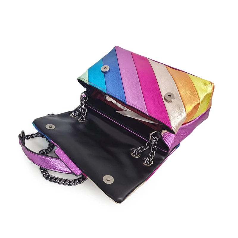 Rainbow Patchwork Front Flap Crossbody