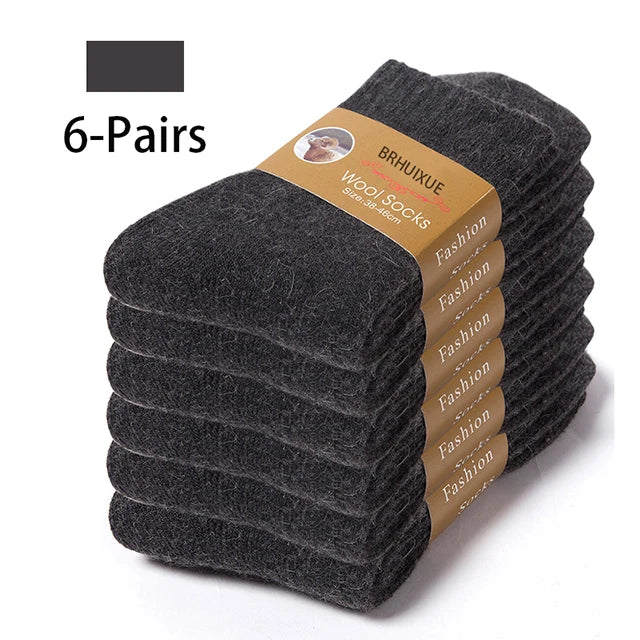 6-Pack Merino Wool Socks for Men – Heavy Duty Winter Wear 6 Pairs Dark gray EU 35-42