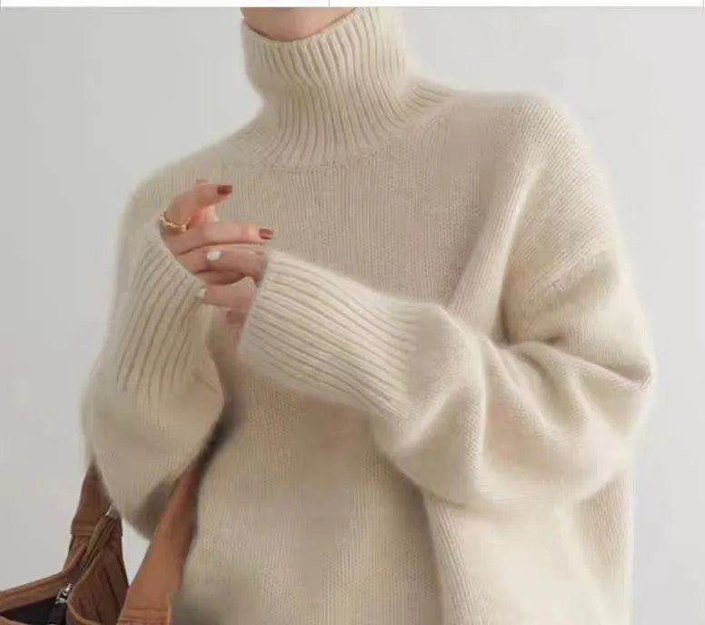 Women's Australian Merino Wool Turtleneck Beige