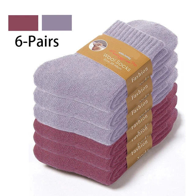 6-Pack Merino Wool Socks for Men – Heavy Duty Winter Wear 3purple 3Leather red EU 35-42