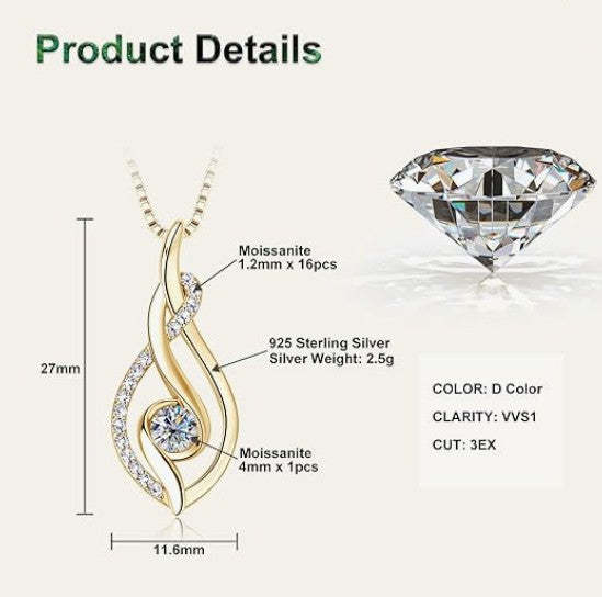 18K Gold Moissanite Necklace – 0.25ct Fine Jewelry for Women