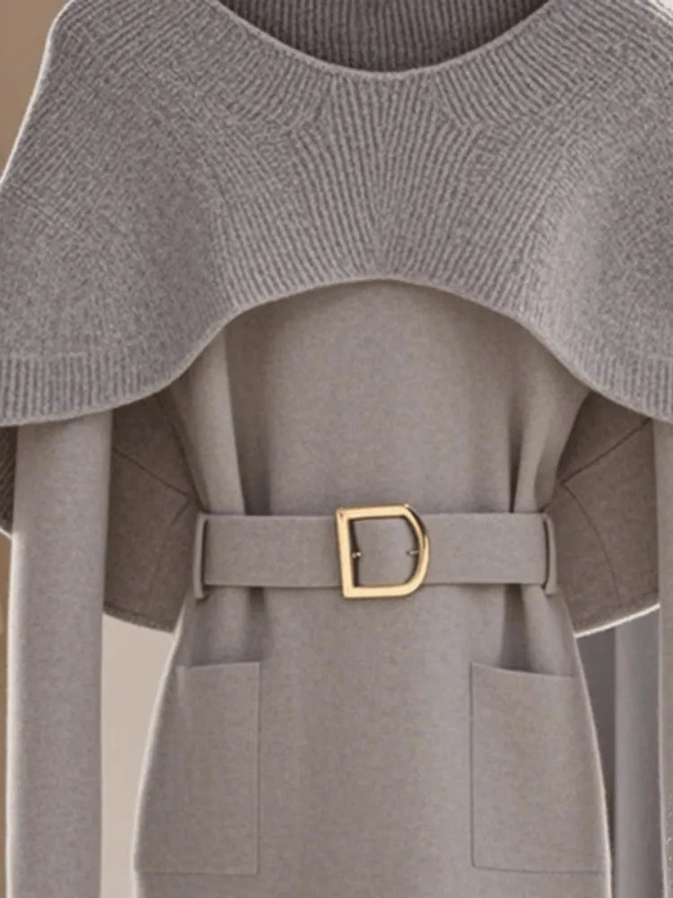 Sophisticated Women's Gray Cape Sweater: Cozy Fall and Winter Essential