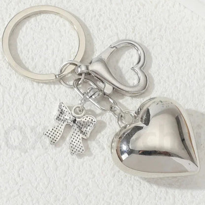 Big Heart Plastic Silver Color Keychain