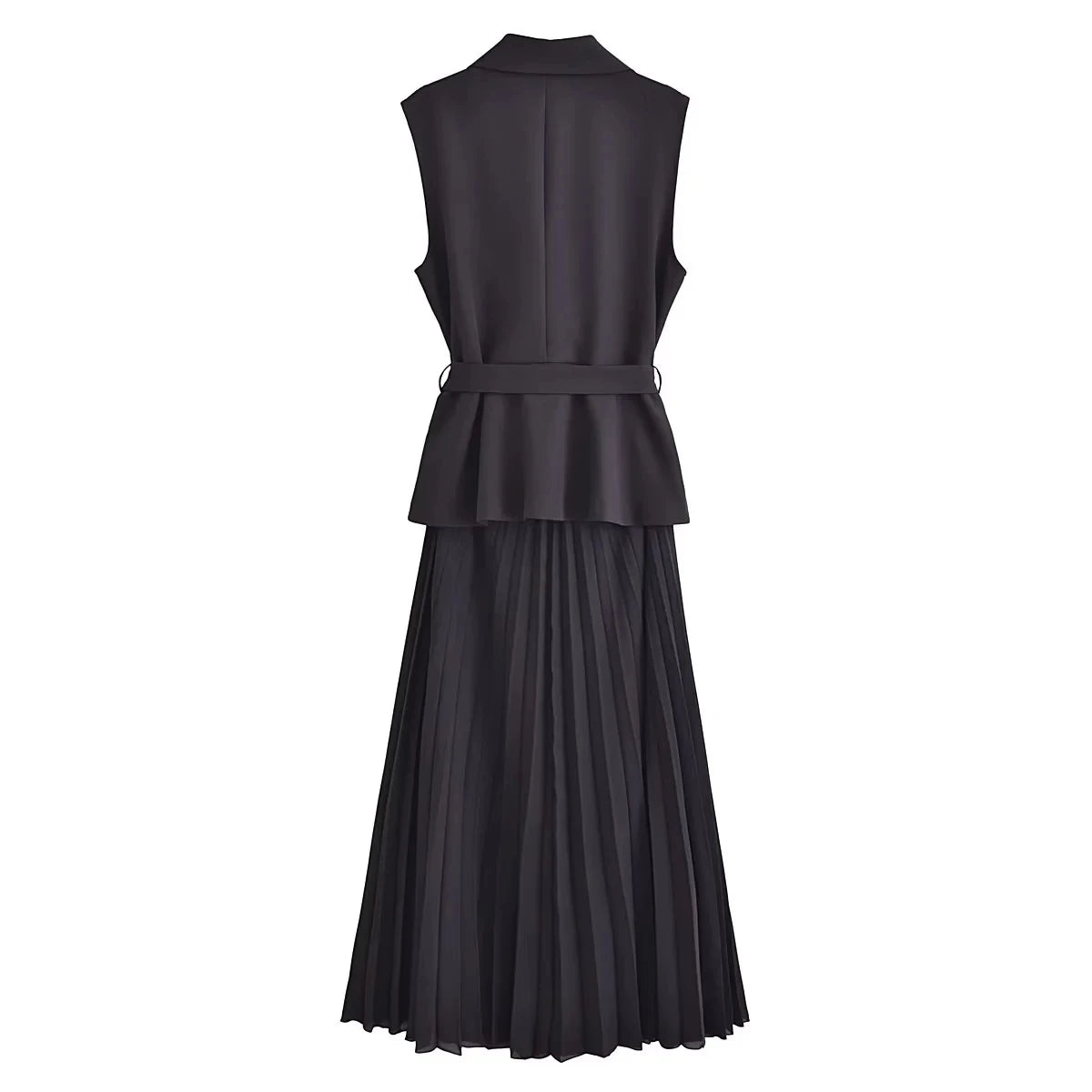 Chic Women's Pleated Vest Style Long Dress