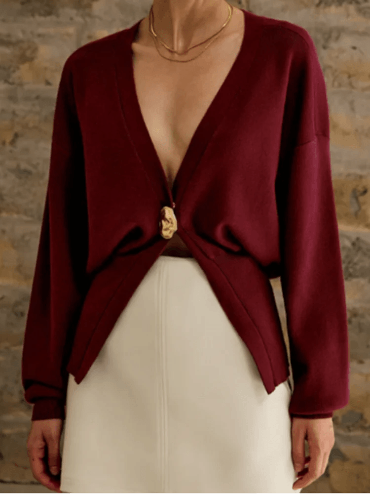 Women's Deep V Neck Long Sleeve Slim Top - by The Nichole Collection
