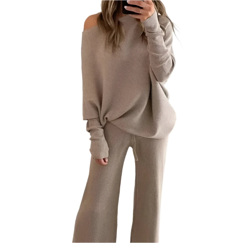 Women's Long-sleeved Sweater + Trousers Two-piece Suit