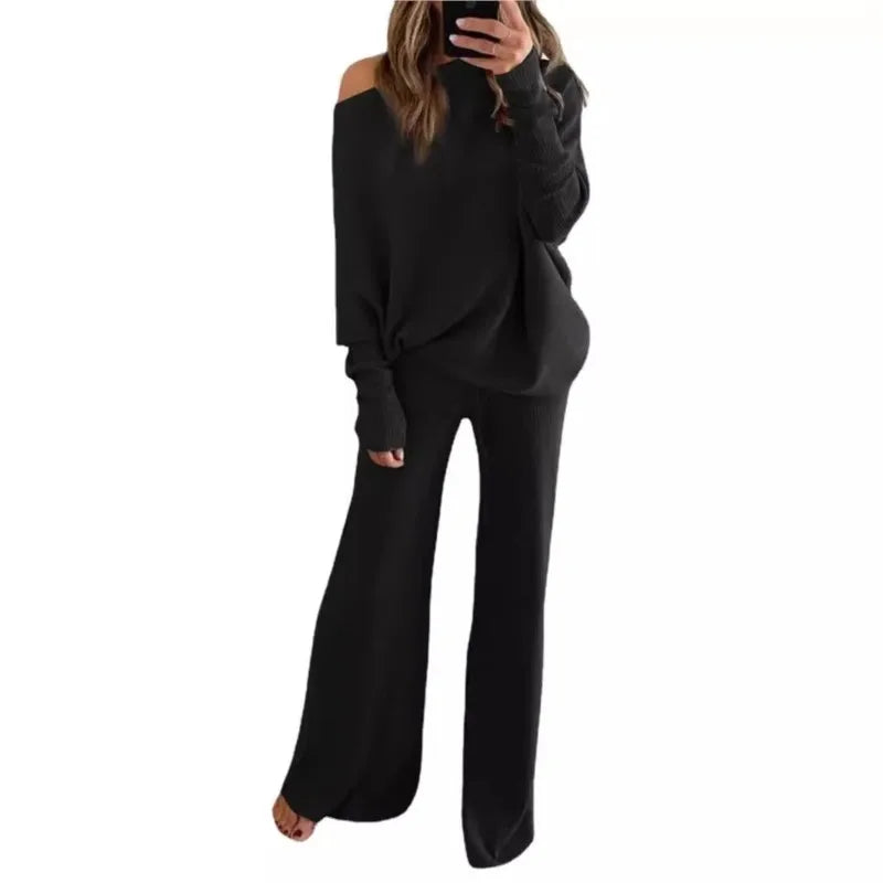 Women's Long-sleeved Sweater + Trousers Two-piece Suit