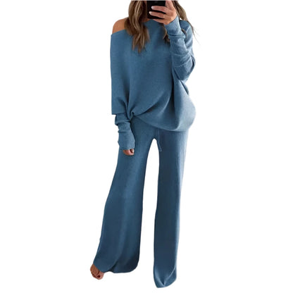 Women's Long-sleeved Sweater + Trousers Two-piece Suit