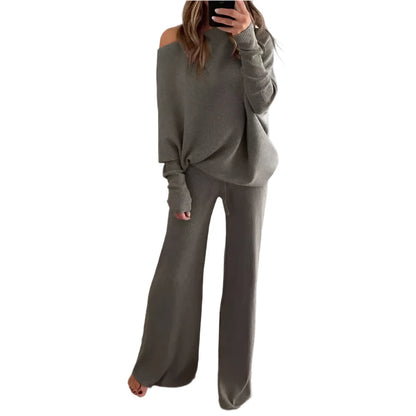 Women's Long-sleeved Sweater + Trousers Two-piece Suit