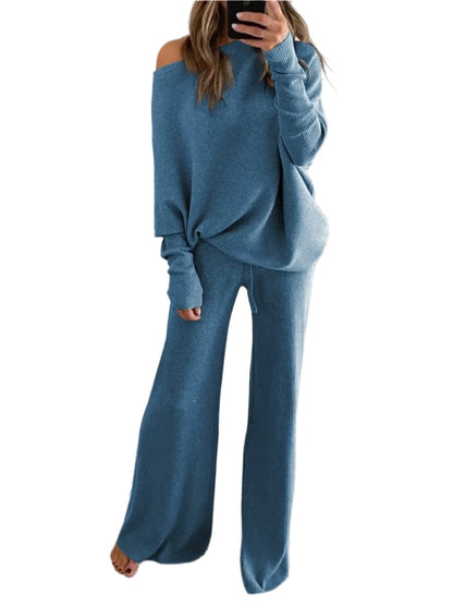 Women's Long-sleeved Sweater + Trousers Two-piece Suit