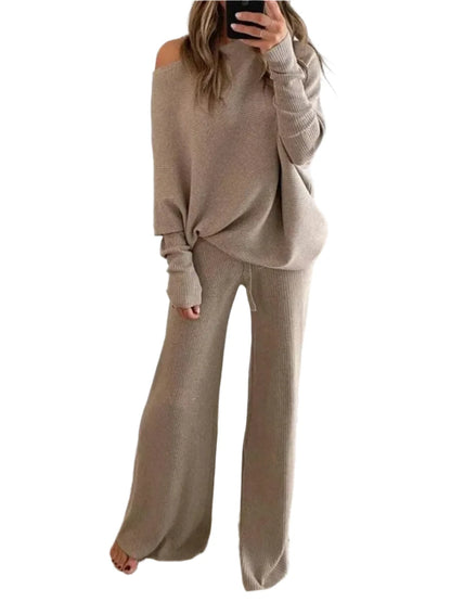 Women's Long-sleeved Sweater + Trousers Two-piece Suit