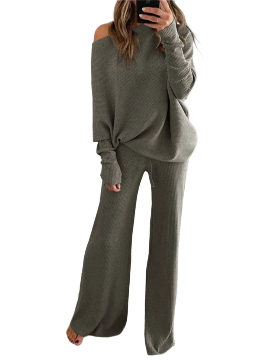 Women's Long-sleeved Sweater + Trousers Two-piece Suit