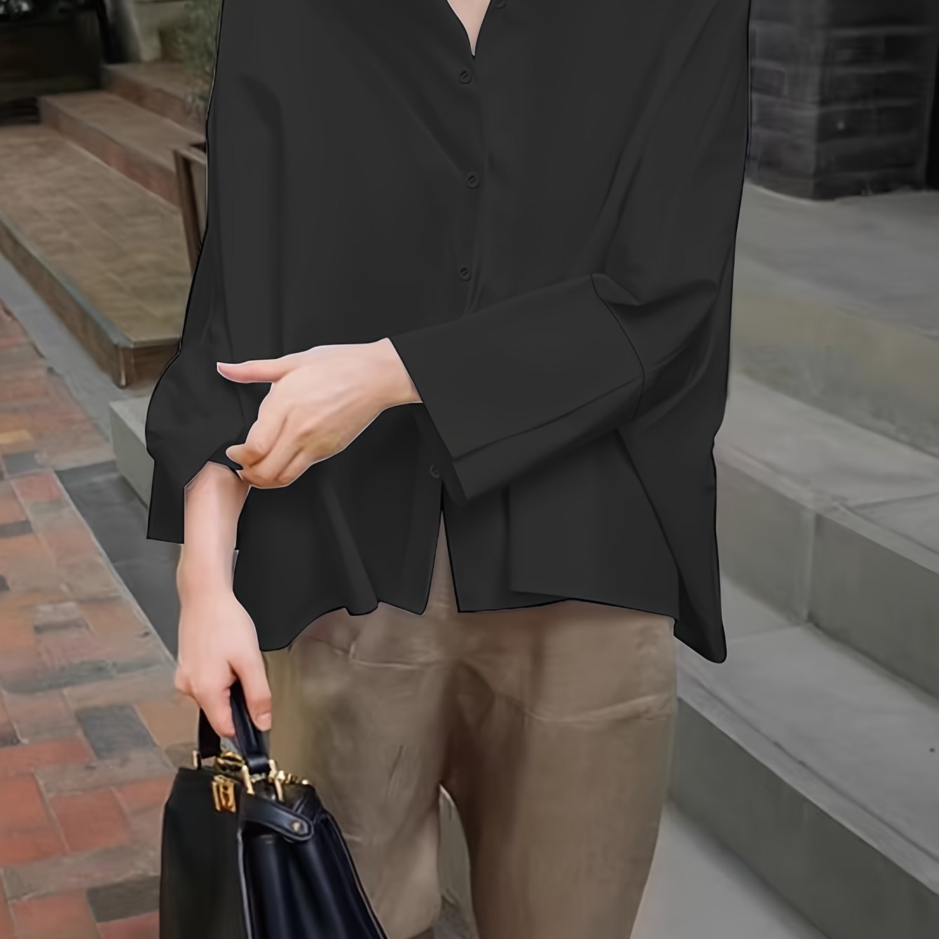 Timeless Collared Shirt with Long Cuff Sleeves - Blouse by The Nichole Collection