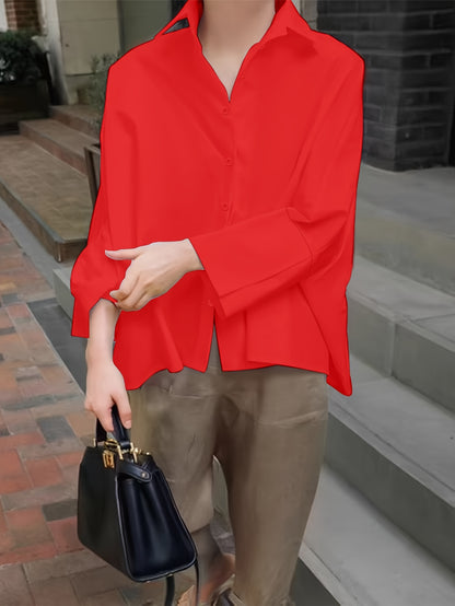 Timeless Collared Shirt with Long Cuff Sleeves - Blouse by The Nichole Collection