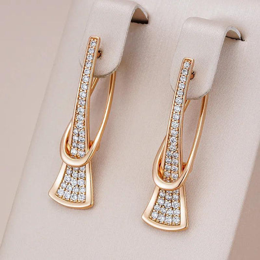 Take an EXTRA 50% OFF: Code: Promo50 Rose Gold Color Beautiful Natural Zircon Rose Gold Drop Earrings
