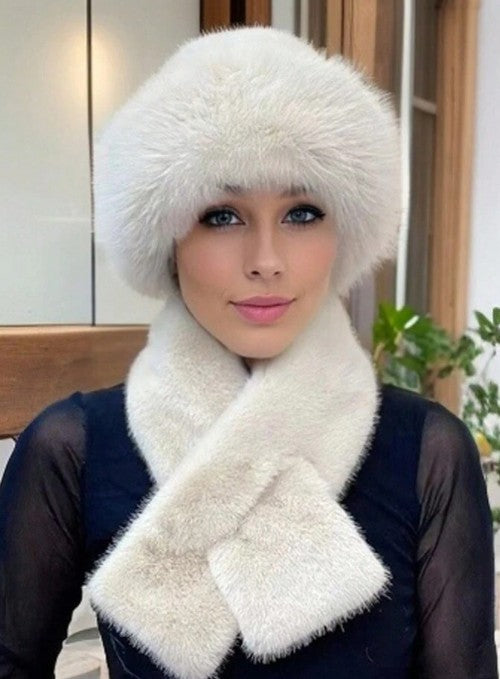 Women's 2pcs Set: Cozy Faux Fur Hat & Scarf Combo - by The Nichole Collection