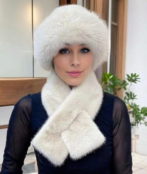 Women's 2pcs Set: Cozy Faux Fur Hat & Scarf Combo