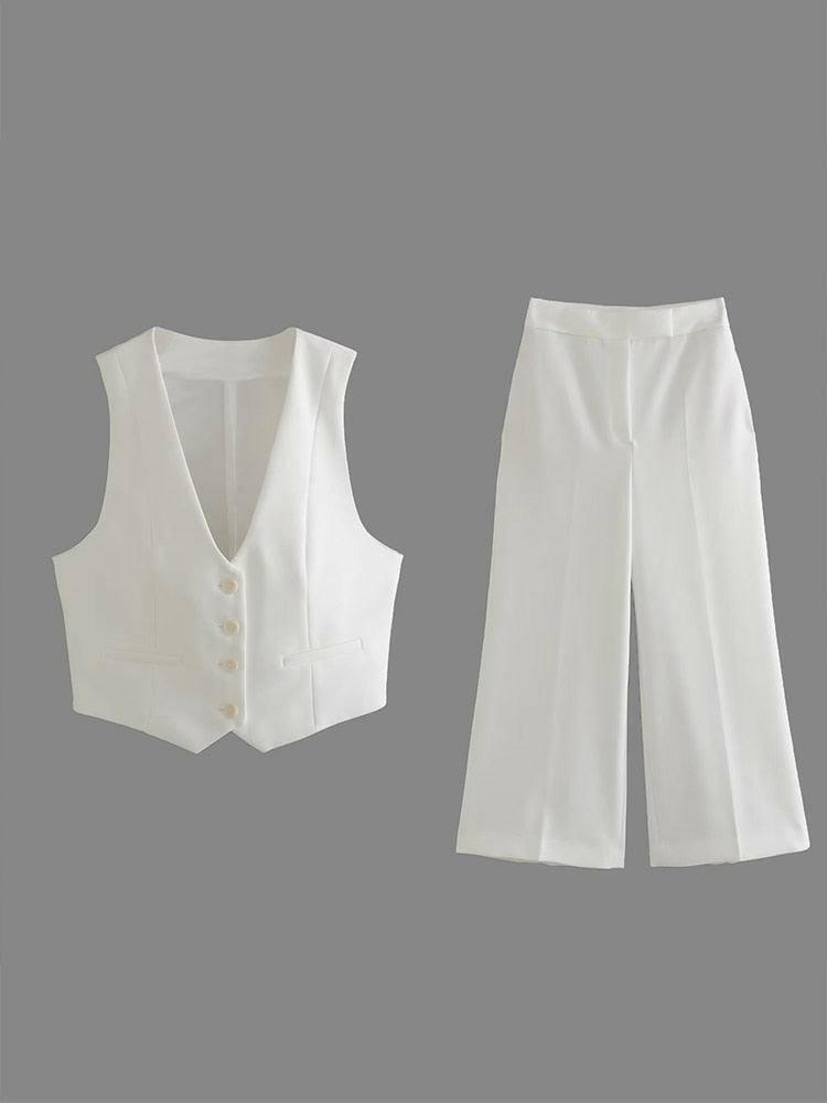 Summer 2 Piece Vest and Wide Leg Pants 