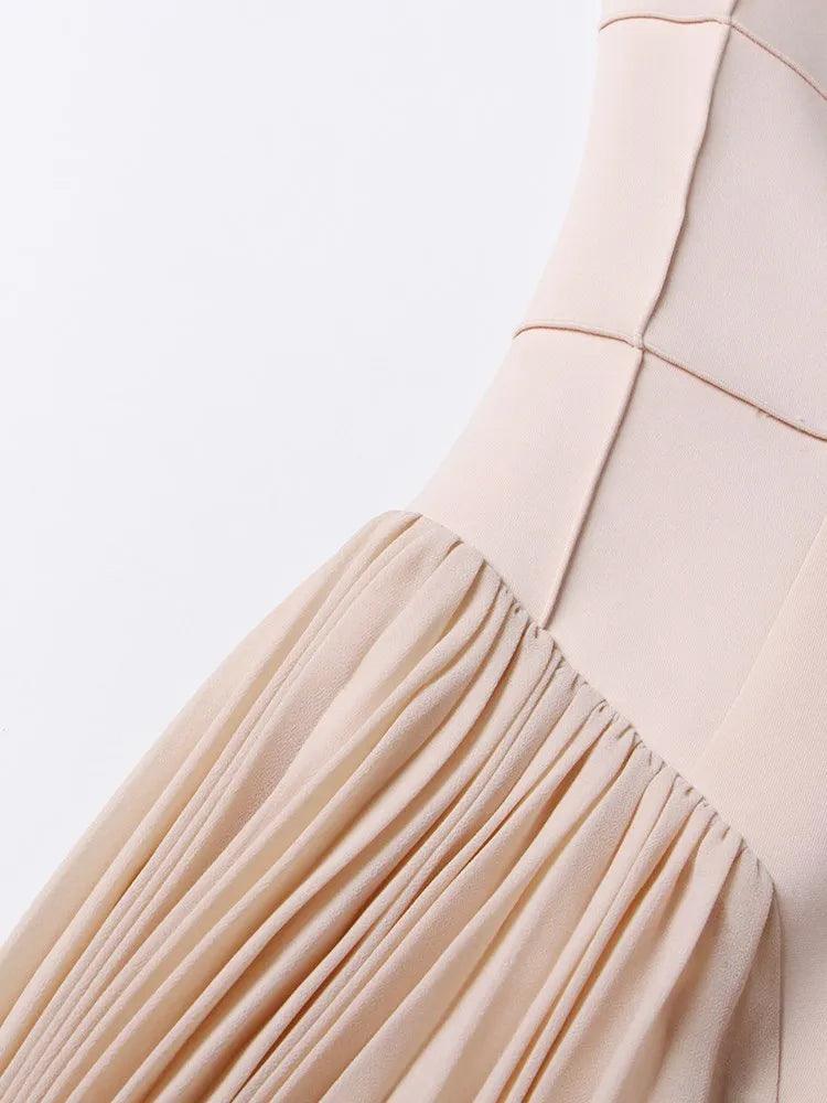 Elegant High Waist Slimming Pleated Dress