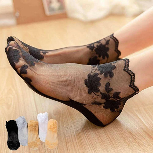 BEST SELLER Lace Socks FY-BLACK / EUR 35-41 Best Seller Women’s Lace Socks – Classic Floral Pattern for Any Outfit