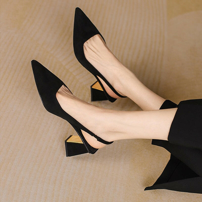 Black Sling Back High Heels Shoes - Shoes by The Nichole Collection