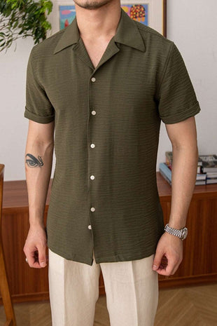 Short Sleeve Lapel Collar Shirt 