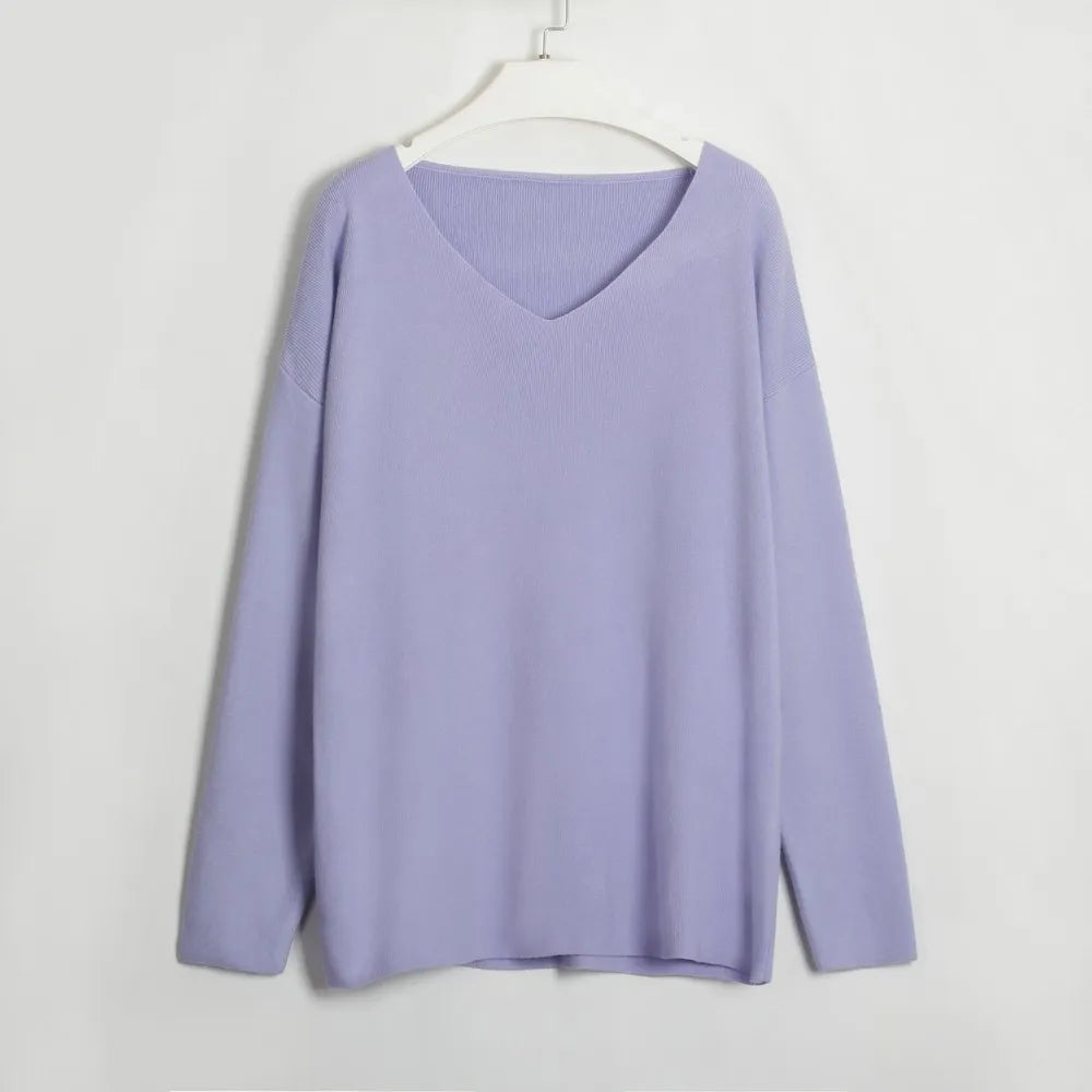 Casual V-neck Knitted Two Piece Pant Set