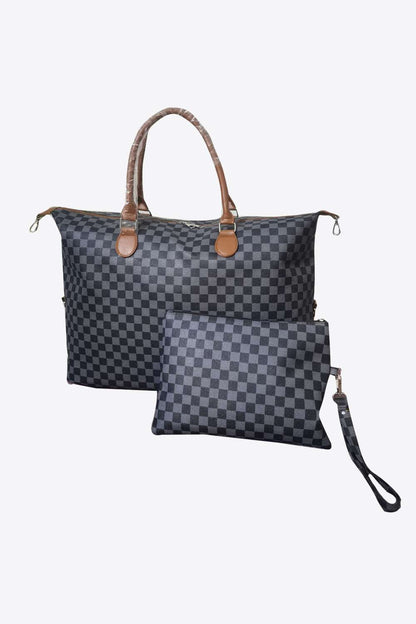 Checkered Two-Piece Tote Bag Set 