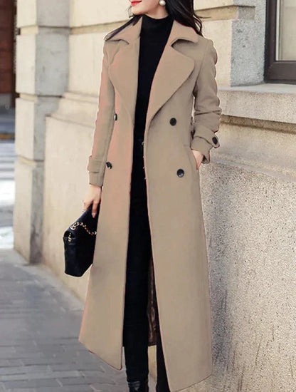 Formal Wool Blend Double-breasted Coat