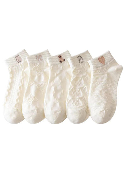 5 Pairs Polyester Cotton Breathable Short Socks 