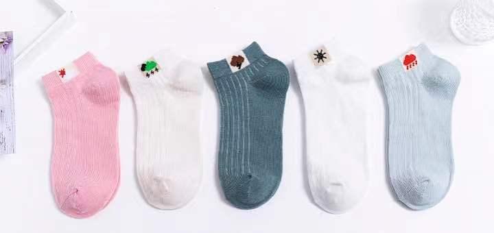 5 Pairs Polyester Cotton Breathable Short Socks 