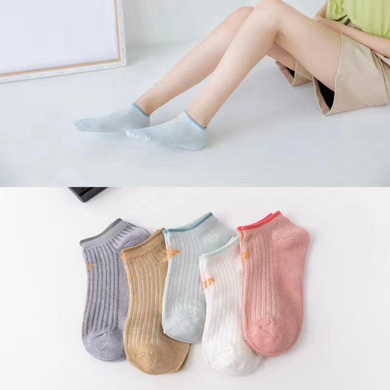 5 Pairs Polyester Cotton Breathable Short Socks 