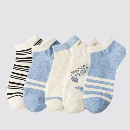 5 Pairs Polyester Cotton Breathable Short Socks 