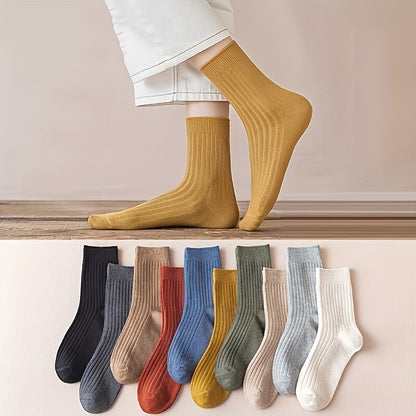 10 Pairs of Soft Solid Socks – Comfortable Tube Socks for Women - by The Nichole Collection