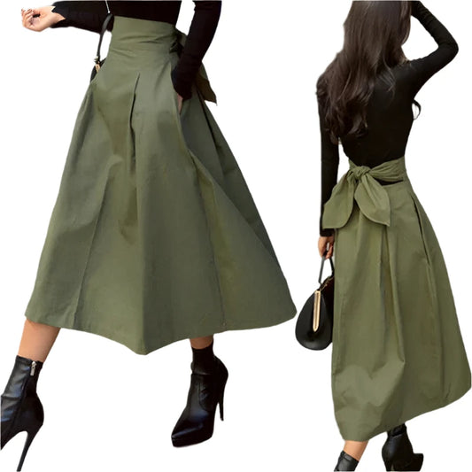 Women's Popular High Waist Bow Slim Skirt - Skirts by The Nichole Collection