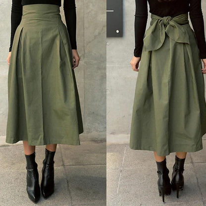 Sophisticated High-Waist Bow Accent Fitted Skirt - Skirts by The Nichole Collection