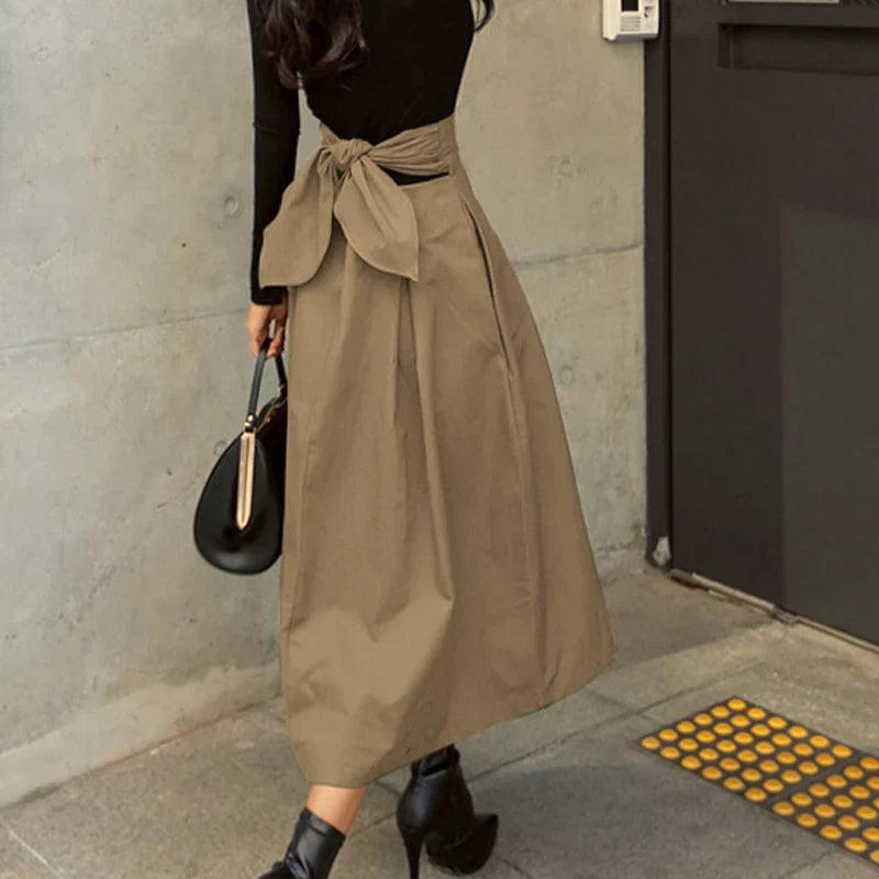 Elegant High Waist Bow Slim Skirt for a Sophisticated Look