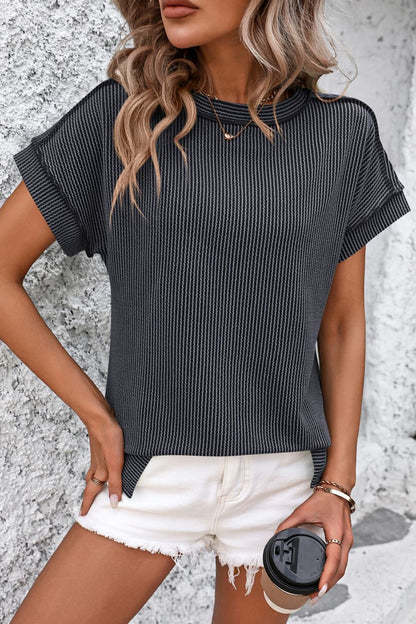 Classic Short Sleeve Striped Tee with Round Neckline