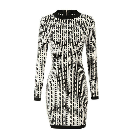 Geometric Pattern Cozy Cable Dress - Dresses by The Nichole Collection