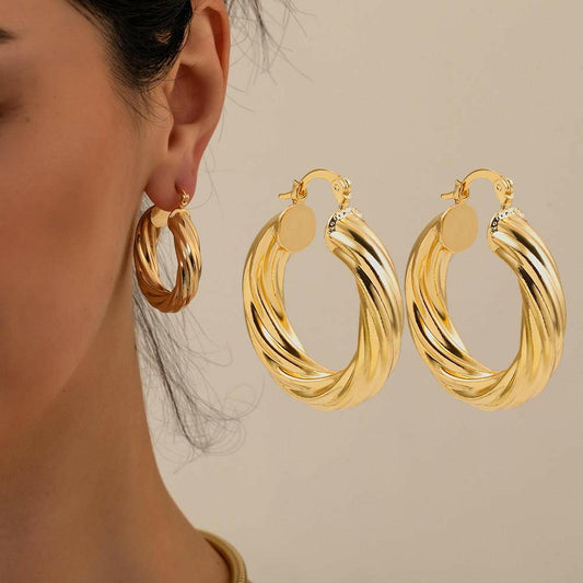 Geometric Twisted Hoop Earrings - Earrings by The Nichole Collection