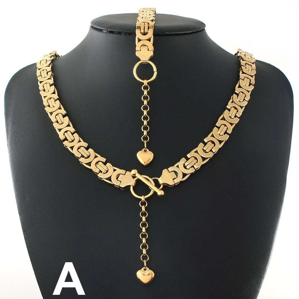 Gold Color Necklace & Bracelet Duo 
