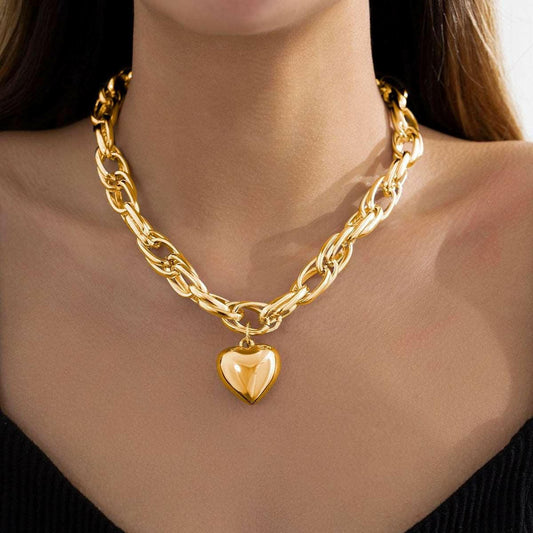 Gold Heart Pendant Necklace - Premium Quality & Stylish Fit - Necklace by The Nichole Collection