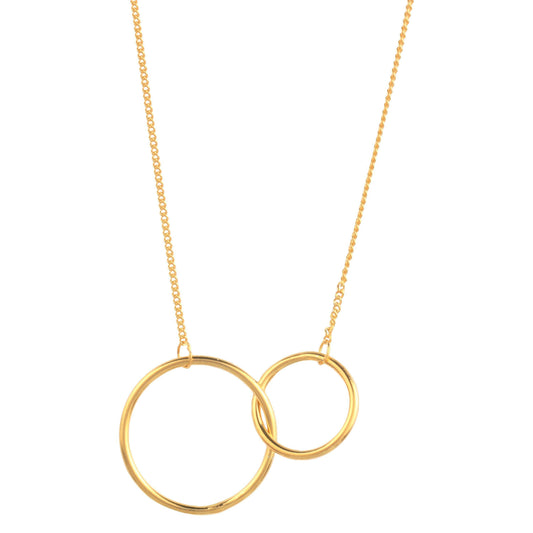 Gold Plated Two-Circle Pendant Necklace with Spring Ring Clasp - Jewelry by The Nichole Collection