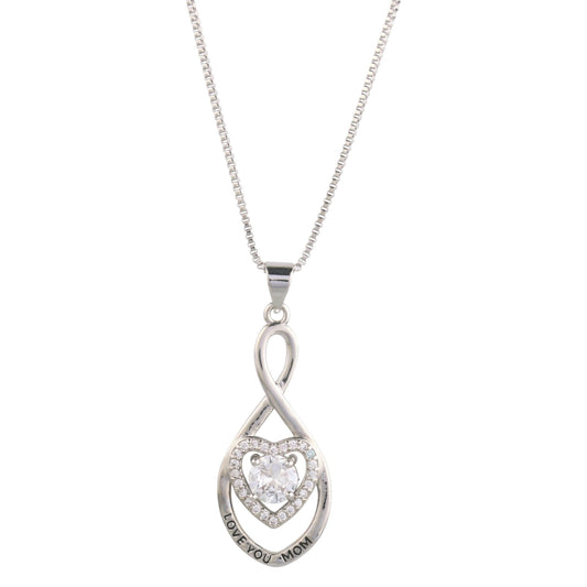 Gorgeous Love You Mom Knot Heart Pendant Necklace - Jewelry by The Nichole Collection