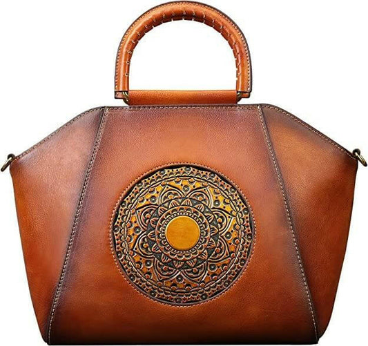 Harmony Handbag: Genuine Leather with Cell Phone and Zipper Pockets - Leather Bags by The Nichole Collection