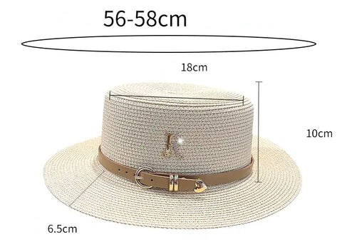 JUST FOR FUN Letter R Buckle Straw Hat