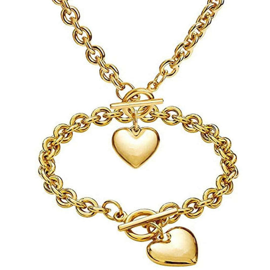 Heart Necklace & Bracelet Set - Necklace Set by The Nichole Collection