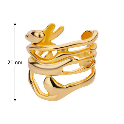 Hearts Melting Open Ring in Gold and Silver