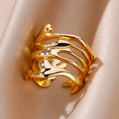 Hearts Melting Open Ring in Gold and Silver